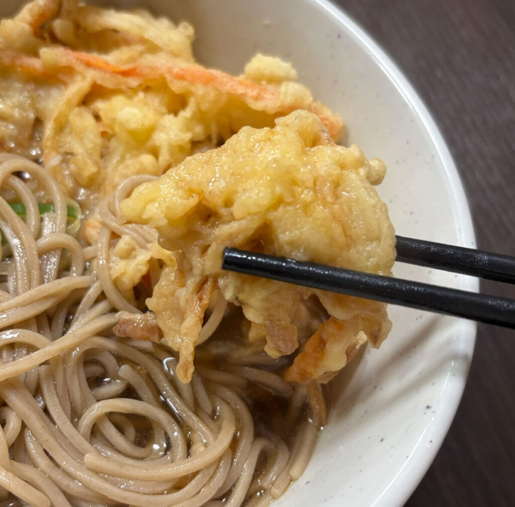 蕨 山竹 かき揚げ蕎麦